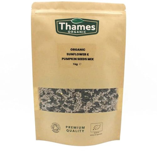 Organic Sunflower & Pumpkin Seeds Mix-Certified Organic, Non-GMO, Vegan, No Additives, No Preservatives, Resealable Bag by Thames Organic 1kg