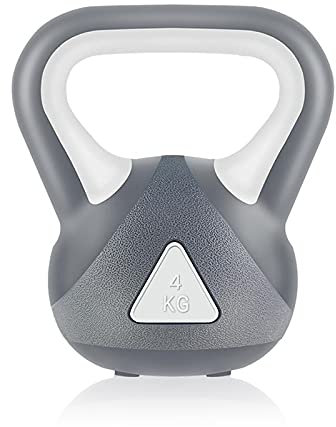 Cfty Kettlebell 2kg 4kg 6kg 8kg Fitnessgeräte Frauen Squat Männer Gewichtstraining Haushalt Polypropylen-Dummköpfe (EIN Stück, Grau + Weiß)(4kg)