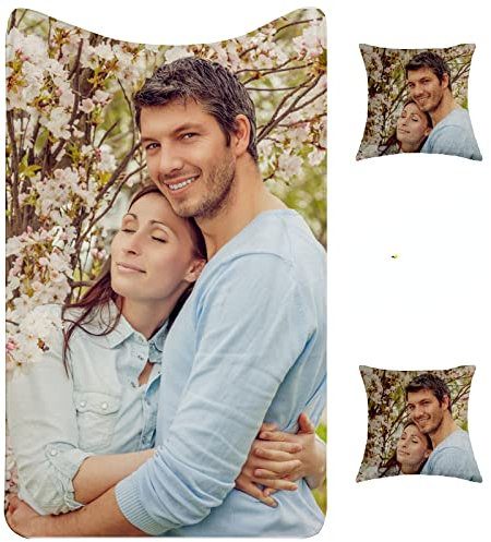 Personalisierte Decke Mit Foto,Kissen mit Foto Selbst gestalten - Fotokissen mit eigenem Foto,Personalisierte Kuscheldecke Fotodecke,Jahrestag Geburtstag Weihnachten Valentinstag (aldult 150x200cm)