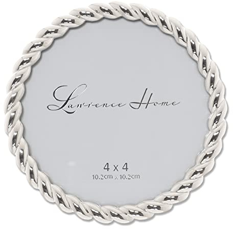 Lawrence Frames Bilderrahmen aus Metall, Seil-Design, ca. 10 x 10 cm, rund, silberfarben