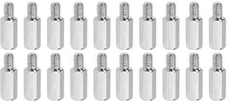 YOKIVE 20Stk M4 Abstandshalter Schrauben Vernickelt Sechskant PCB Abstandshalter Halten Höhe Konsistent Perfekt für Hauptplatine (Silberton 12mm+6mm)