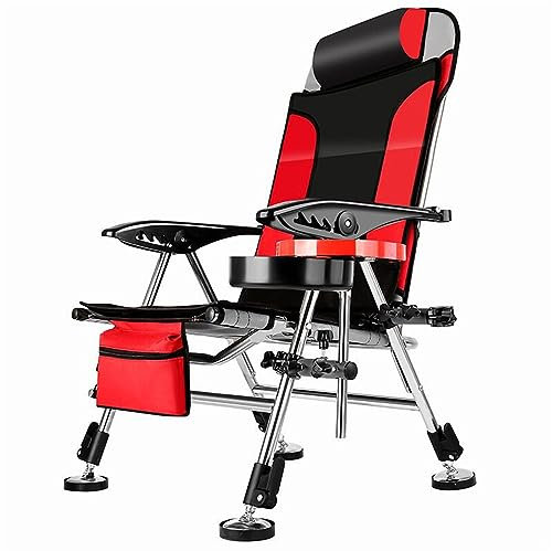 YCDZSW Campingstuhl Faltbar, Angelstuhl, bis 90kg Belastbar, Angelstuhl für Camping, Strand, Garten, Grillen, Angeln (Rot)