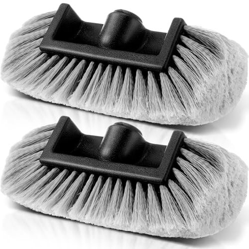 Tanlade 2 Pcs Car Wash Brush Heads Soft Bristle Flow Thru,10 Inch,Gray