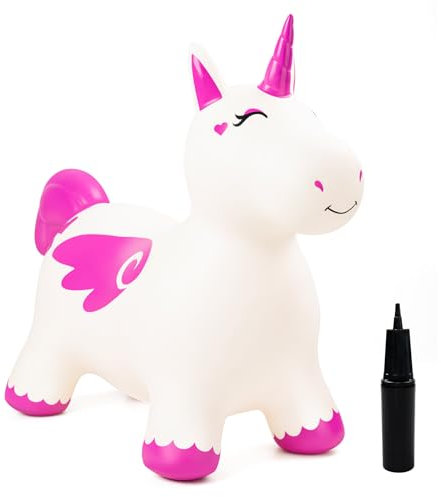 U&C Planet Hüpftier, Einhorn Hüpfpferd Animal Hopper,100kg Tragfähigkeit, Springpferd für Kinder 1-6 Jahre, Geschenk für Geburtstag & Weihnachten, Indoor & Outdoor