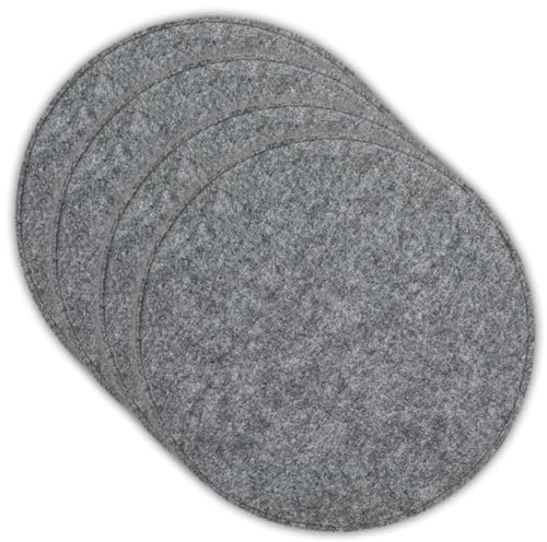 VOSSBACH 4er Set Filz Sitzkissen Rund Anthrazit oder Grau Ø 35 cm mit Antirutschnoppen Stuhlkissen Sitzauflage Filzkissen (Grau)