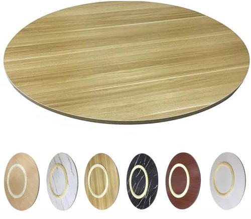 Lazy Susan Plateau de service rond pivotant à 360° en bois noyer clair 50 cm