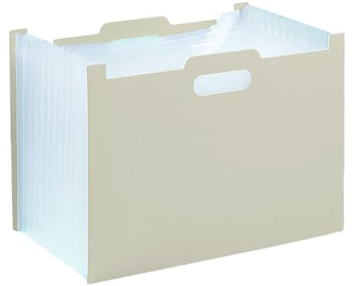 Namzi Fächermappe, stehend, A4, vertikal, Mini-Ordner, Zeitschriftenkorb, Schreibtisch, 13 Taschen, Aktenhalter mit Griff für Prüfungspapiere, Rechnungen, Büro, Studium, Beige, 2 Stück