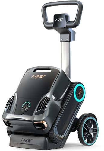 AIPER Scuba X1 Pro Max avec Caddy, Robot Piscine sans Fil Fond et Parois, Nettoyeur de Piscine avec Cartographie 360°, 32,000 LPH Tout-en-Un pour Piscines Enterrées jusqu'à 300 m²