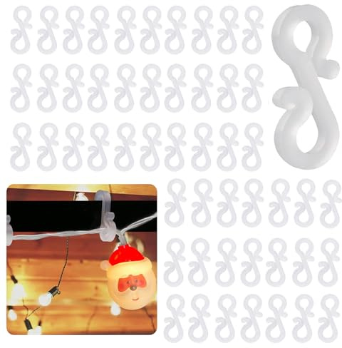 120 Pcs Gutter Hooks for Outdoor Lights, Transparent Gutter Clips for Hanging Christmas Tree Lights, Garden Lights, Icicle Fairy Lights and Party Decorations, Durable 1.6x3.6cm S Hooks