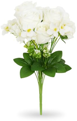 Ramo de Rosas Flores Artificiales Decoracion Jarrones | Plantas Artificiales Decorativas | Flores Artificiales Realistas Ramos de Flores Decoración Hogar | Centro de Mesa Decorativo Home Decoration