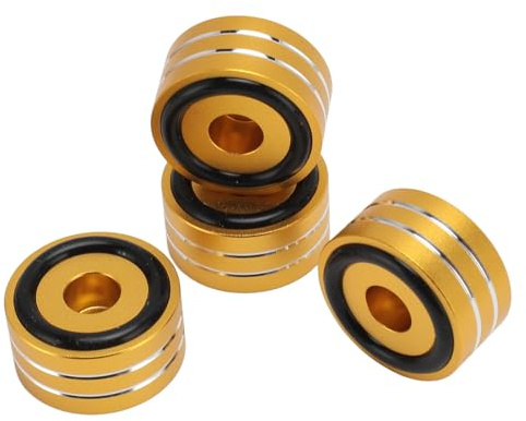 BONKZEBU HiFi-högtalarisoleringsfötter Tjocka Vibrationsdämpare Av Aluminiumlegering 4st för Skivspelare (Guld)