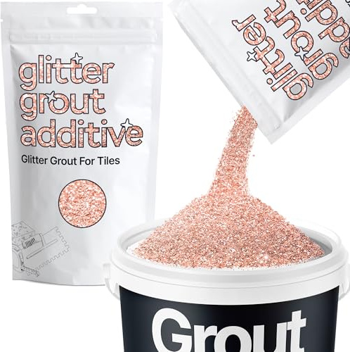 Hemway Rose Gold Glitter Grout Additive 100g Metallic Flakes for Adding Sparkle to Kitchen & Bathroom Tiles | Enhance Your Indoor Grouting Projects with a Durable Sparkly Effect