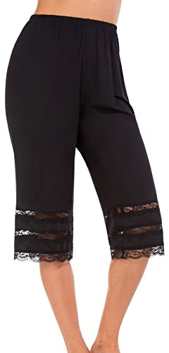 Subuteay Culottes Slip for Women Lace Snip-it Pettipants Bloomer Half Slip Shorts Loose Pajama Pants Black XXX-Large