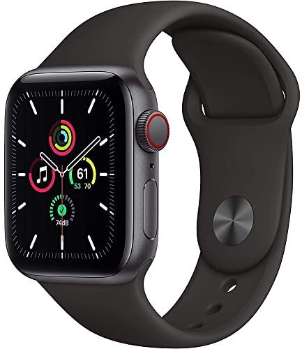 Apple Watch SE (GPS + Cellular, 44mm) - Space Gray Aluminum Case with Black Sport Band (Renewed)