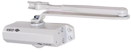 CISA Serie 604 - Chiudiporta a Cremagliera 16046003045 - Chiudiporta con Velocità di chiusura Regolabile - Finitura Bianco - Per Porte Max 85 kg