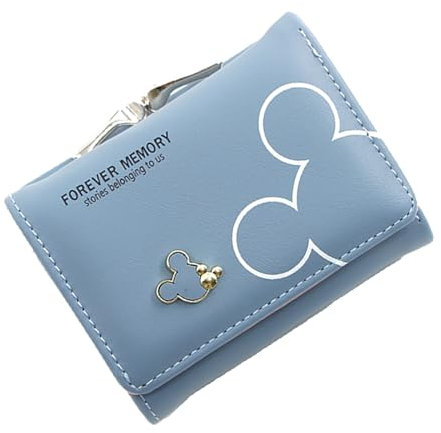 YINGLUOEU Klein Portemonnaie Damen Geldbeutel PU Leder Geldbörse mit Münzfach und Kartenfächer für Frauen Mädchen Geschenke Weihnachten Neujahr (Blau)