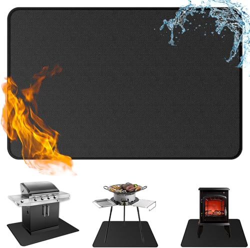 Anze Untergrillmatte für Outdoor-Grill, 96,5 x 165,1 cm, rutschfeste Grillmatte, leicht zu reinigen, wiederverwendbar, doppelseitig, feuerfest, öldicht, wasserdicht, Schutz für den Innenbereich,