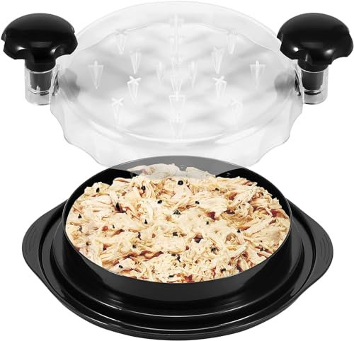 Chicken Shredder Tool with Clear Lid Non-Slip Chicken Breast Shredder Efficient Meat Chopper Tool Twist Bpa Free Meat Chopper Machine Dishwasher Safe for Pulled Pork Beef(Black)