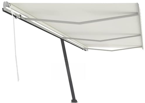 LAPOOH Tenda da terra manuale retrattile, tenda da balcone, tenda da sole per esterni, terrazza, tende per finestre, colore crema, 600 x 300 cm