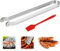 HOTUT Pinzas para Barbacoa Giratorias, 38CM Pinzas Giratorias Para Salchichas Para Barbacoa, Pinzas Barbacoa Largas Con 20.5CM Cepillo, Pinzas para Salchichas Con Rueda Giratoria, Inoxidable