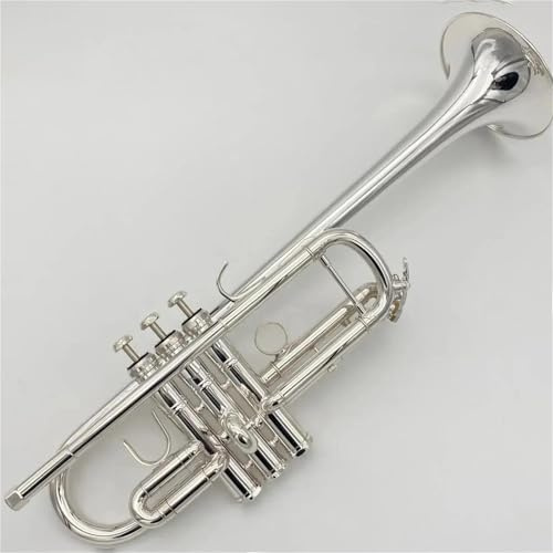 Trompete Versilbertes, Vergoldetes C-Tasten-Profi-Trompeteninstrument Für Anfänger Für Spielen Eines Messing-Trompeteninstruments Auf Prüfungsniveau(A)