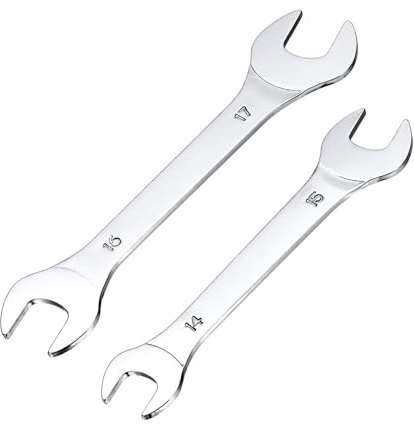 QUARKZMAN 2 Piezas Juego de Llaves Doble Boca Delgada 14×15/16×17mm Métricas Super Delgadas Pequeña Llave de Cabeza Plana Pulido Espejo Llave de Boca Abierta para Reparación Automotriz