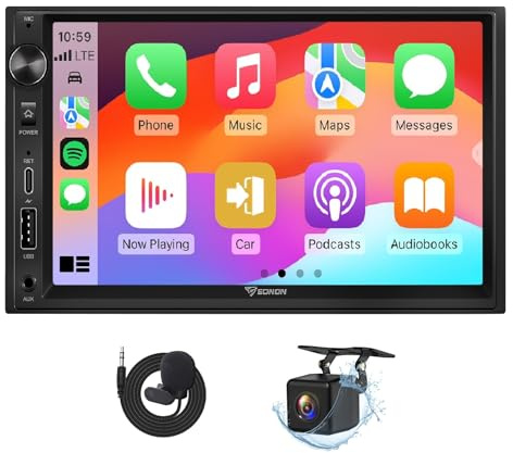 Eonon 7 Zoll Android 14 Doppel-Din-Autoradio 3+32GB GPS Navigationssystem CarPlay Android Auto Screen Mirroring Bluetooth Touchscreen WiFi DSP RDS USB Rückfahrkamera UX7