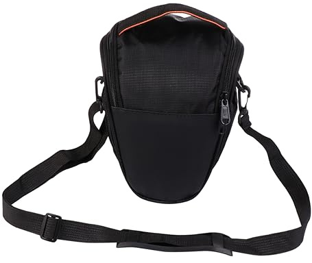 Sacoche pour Appareil Photo Portable Noire en Nylon Antichoc | Bandoulière Incluse, Poche Latérale Intégrée, Usage Camping et Randonnée, Format pour Caméra