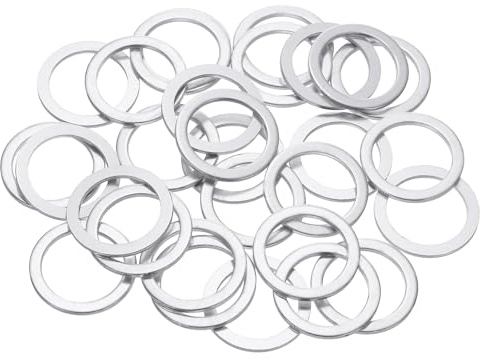 sourcing map 100 arandelas planas de aluminio, juntas redondas de 18 x 24 x 1,5 mm, espaciadores planos para tornillos, pernos, accesorios de reparación de maquinaria, construcción al aire libre, tono