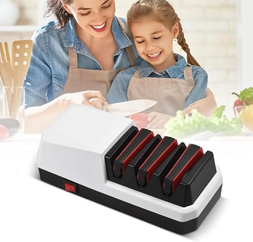 Pveanns Afilador eléctrico de Cuchillos, Sistema de Afilado de Cuchillos, Sistema Profesional de Afilado de Cuchillos en 3 etapas, Acero al tungsteno, afilador de Tijeras para Cuchillos de Cocina