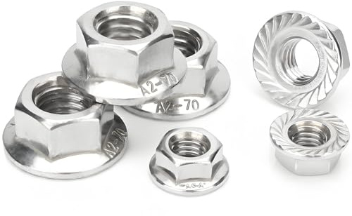 105Pcs Flange Nut Hex Kit, Hex Lock Nut Assortment Set with 6 Sizes - M3 M4 M5 M6 M8 M10, for DIY, Automotive, Construction, Home Renovation Projects