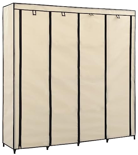Frdhee Kinderschrank Schlafzimmer Kleiderschrank,Kleiderschrank mit 4 Fächern Creme 175 x 45 x 170 cm,Kellerschrank für Wohnzimmer Flur Büro
