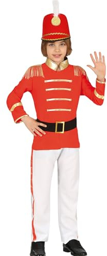 Krause & Sohn Nussknacker Kostüm Zinnsoldat Tommy Uniform mit Mütze für Kinder 5-12 Jahre Rot Weiß Weihnachten Fasching Karneval (7-9 Jahre)