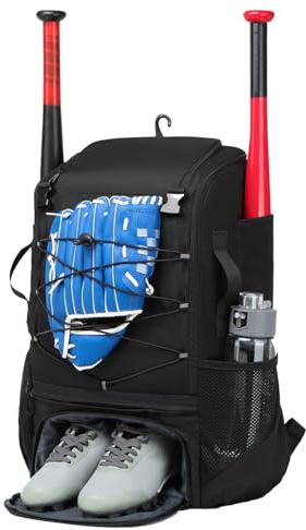 Borsa da baseball, borsa per mazze da softball, zaino leggero per ragazzi e adulti, supporto per gancio da recinzione, porta attrezzi da TBall, per guanti da battuta, confezione per casco