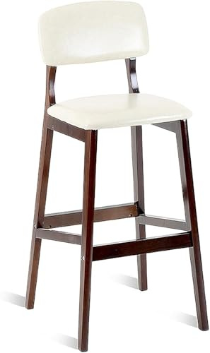 Battero a Bassa sgabelli Altezza banco Pelle PU con Schiena e poggiapiedi, sedie da Bar per la Colazione dell'isola cucine, Telaio in Legno, libbre (71 cm)