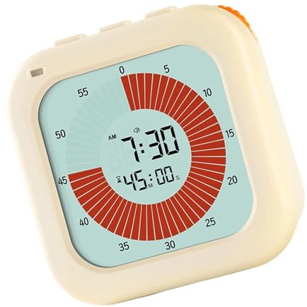 Timer visivo da 60 minuti per bambini, gestione dei tempi di studio, sveglia silenziosa con schermo LCD e manopola girevole, dispositivo di insegnamento dei tempi adatto ai bambini