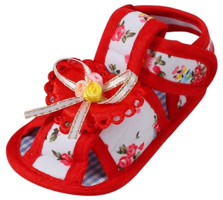 Baby Learning to Walk Sandals Spring Summer Autumn Shoes 0 1 Year Old Baby Single Shoes Cute Bow Soft Sole Newborn Baby Casual Learning to Walk Shoes Boys Size 6 Shoes Toddler (Red, 2.5 Infant)