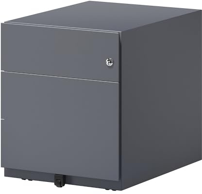 BISLEY Rollcontainer Note mit Griffleiste, 1 Universalschublade, 1 HR-Schublade, Metall, 634 Anthrazitgrau, 56.5 x 42 x 49.5 cm