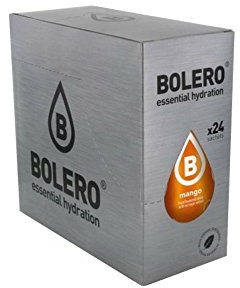 Bolero, 24 x boissons de 9 g au goût de mangue - Préparation instantanée pour les boissons à la stévia et à la vitamine C, sans sucre.