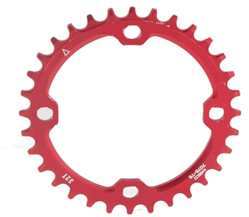 Keenso Fahrrad Kettenblatt, Mountainbike 32 Zähne -38 Zähne BCD 104 Aluminiumlegierung Einzelkurbel Kettenblatt für 104mm Schraubenmuster Mountainbike (32T-rot) Fahrräder und Zubehör