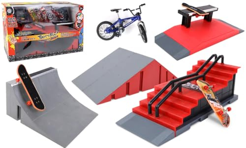 TROTTIFUN - Finger Skate med dubbel ramp och trappa - 031439-42 cm - plast - röd, grå - från 3 år
