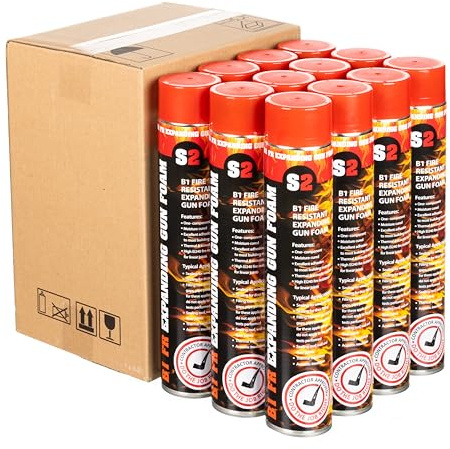 Stick2 Pistolet expansible en mousse polyuréthane B1 FR à un composant - Résistance au feu - Adhérence exceptionnelle pour diverses applications - 12 x 750 ml