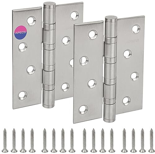 APECS Scharniere Edelstahl groß Scharniere Klappbar aus Edelstahl 304 für Holztüren & Zimmertüren Türscharnier 2-er Set Modell B4 INOX-100 * 75 * 2.5