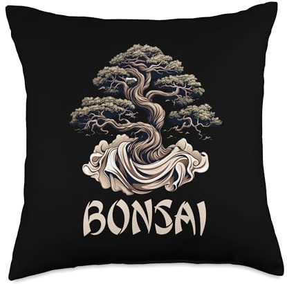 Dwarf Tree Mini Tree Japan Bonsai Ficus Gift Bowl Japanese Tree for a Bonsai Gardener Throw Pillow, 18x18, Multicolor