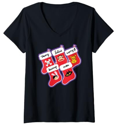 Damen Paul Frank Weihnachtsstrümpfe Julius der Affe & Co T-Shirt mit V-Ausschnitt