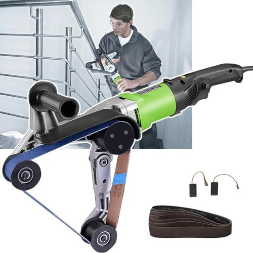 PASPRT Levigatrice per Tubi tondi con levigatrice a Nastro da 800 W, lucidatrice elettrica per Tubi in Acciaio Inossidabile, levigatrice a Nastro 700-3000 giri/min/620x40 mm