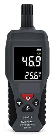 Misuratore di umidità, Misuratore Umidità Muri, Tester del misuratore del rilevatore di display LCD a colori ad alta precisione igrometro digitale a temperatura -10-50 ° C , per Parete, Legno, Intonac