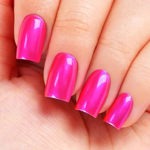 Imtiti Metallic Gel Nail Polish Set, 2 Pcs 10ml Chrome Mirror Shine polish & Hot Pink Jelly GEl POlish Soak Off UV LED Spring Summer Art Manicure Salon DIY Design Kit