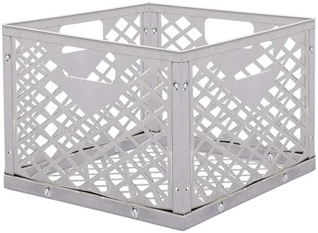 Veasbuu Charcoal Basket, Stainless Steel Smoker Bin, Neutralize Smoker Firebox Crate, Handle Design, (1 Piece, Grey), Ideal for Most Offset Piper Grills, Combination and Stove Accessories