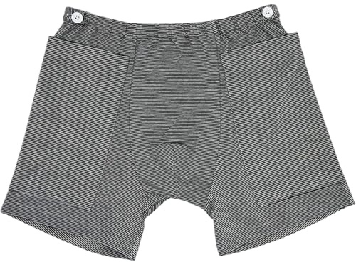 Katheterunterwäsche für Männer mit elastischen dunkelgrauen Katheterhosen mit 2 Taschen- und Knopffixer Polyester -Inkontinenzhose für ältere Menschen, Bauchoperation, kein Urinbeutel, l